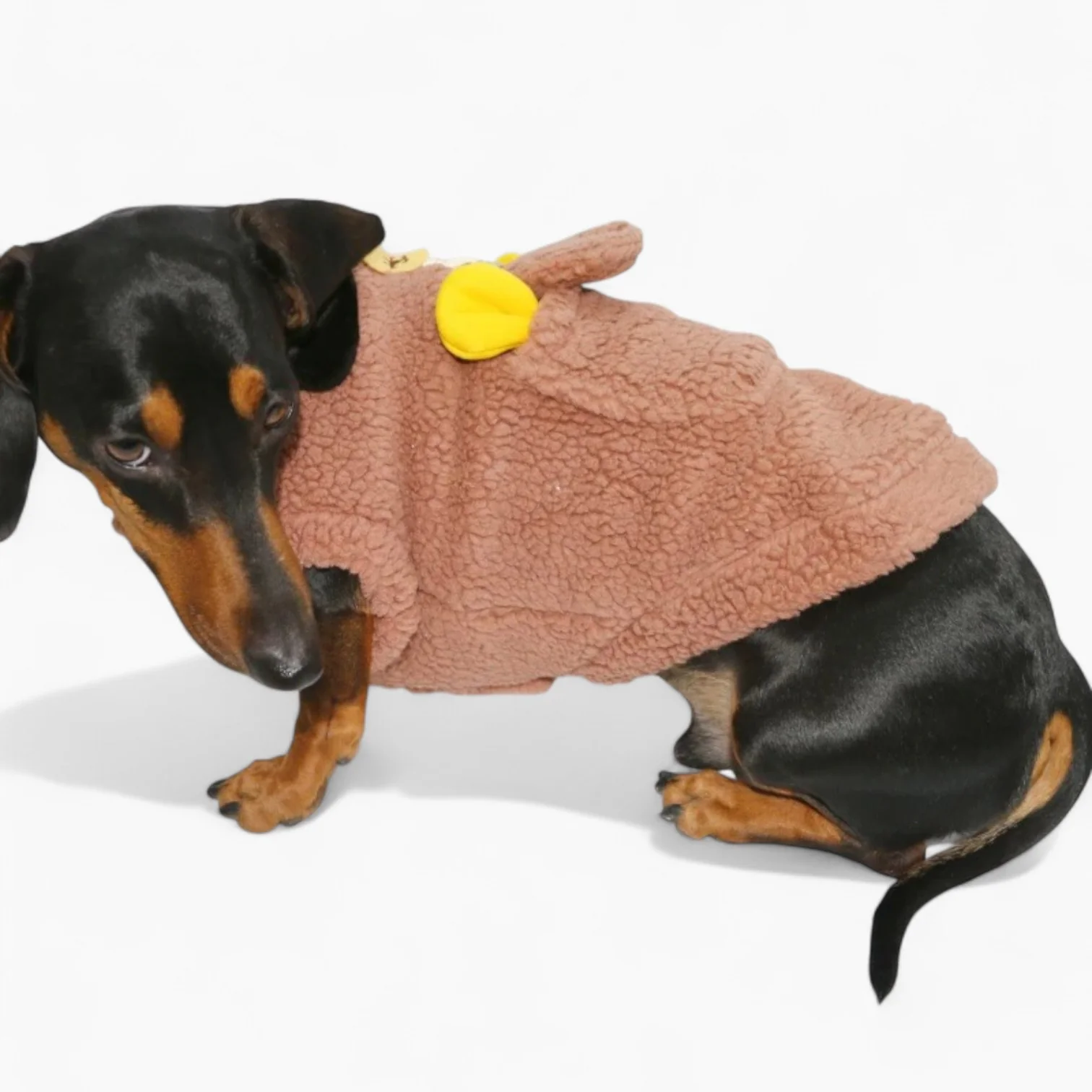 DoxiDrobe Dachshund Plush Vest – Fleece Winter Loungewear with Ears Pocket Design