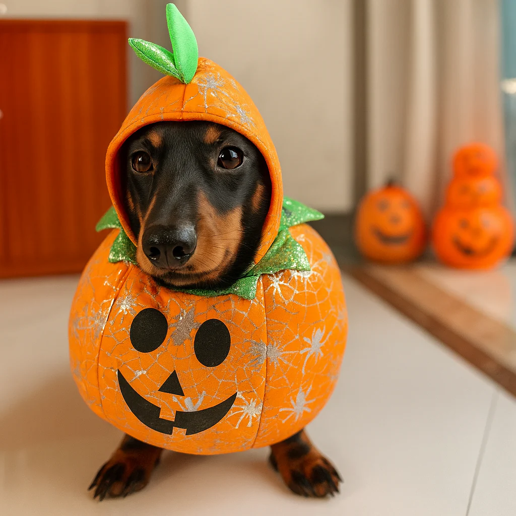 DoxHowl Dachshund Pumpkin Costume – Funny Halloween Dog Outfit with Hat - Image 5
