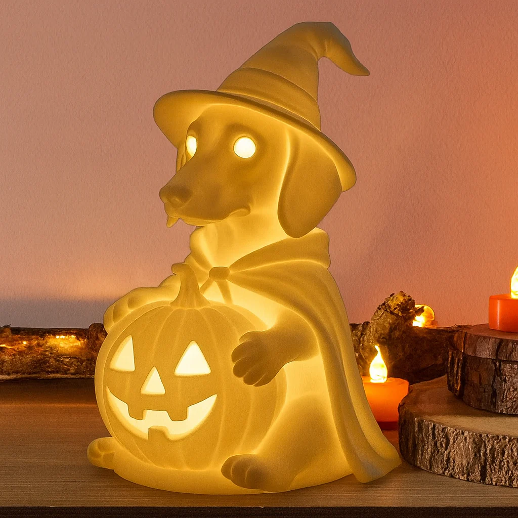 GlowPup Dachshund Pumpkin LED Night Light – Halloween Dog Lamp Décor - Image 4