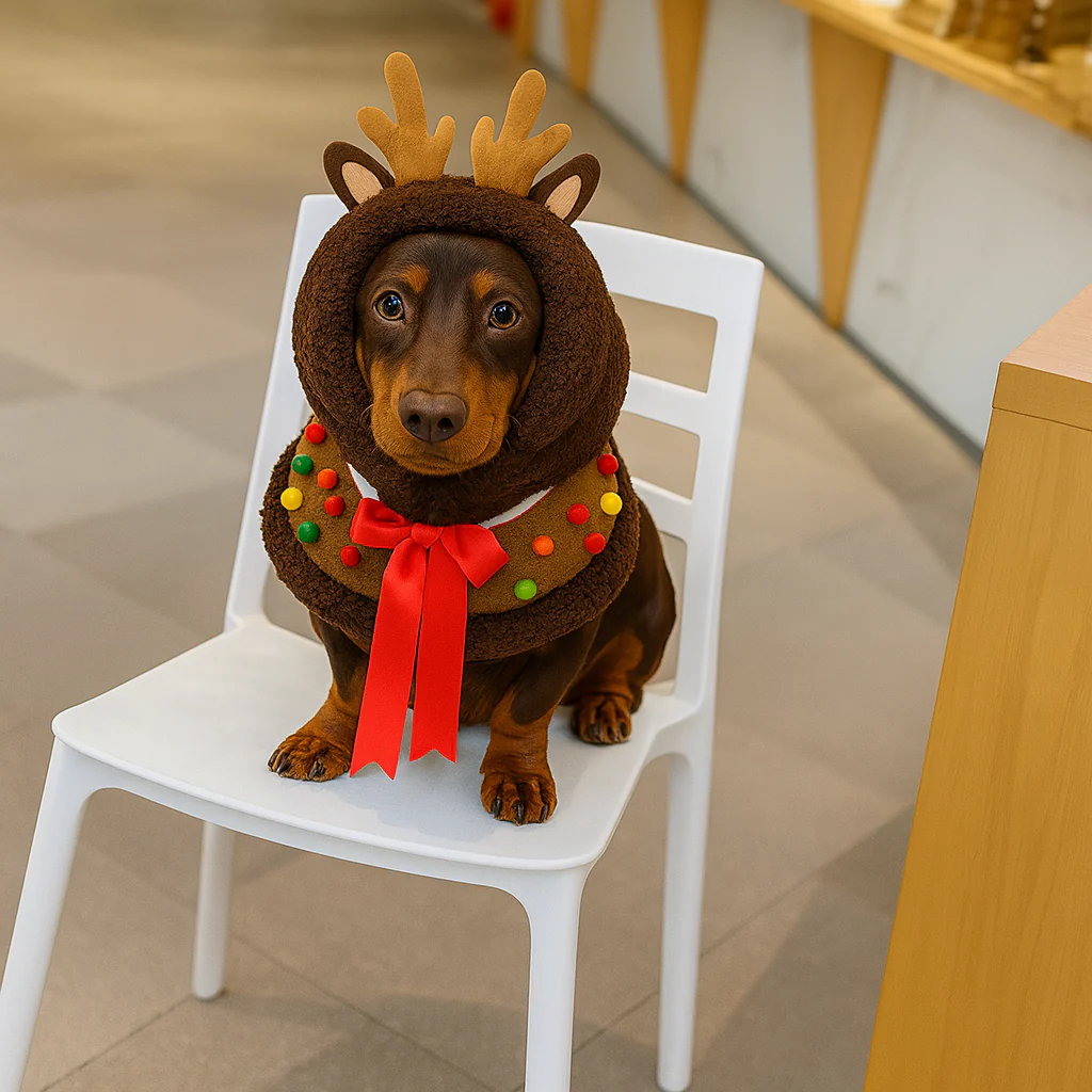 ReinDox Dachshund Reindeer Cape – Christmas Dog Costume with Hat - Image 4