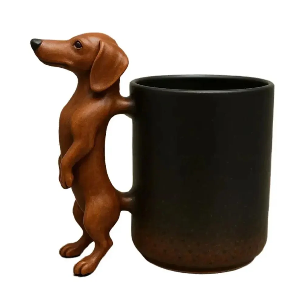 Wiener Dog Shaped Mug – Ceramic Dachshund Handle Cup for Doxie Fans - Image 2