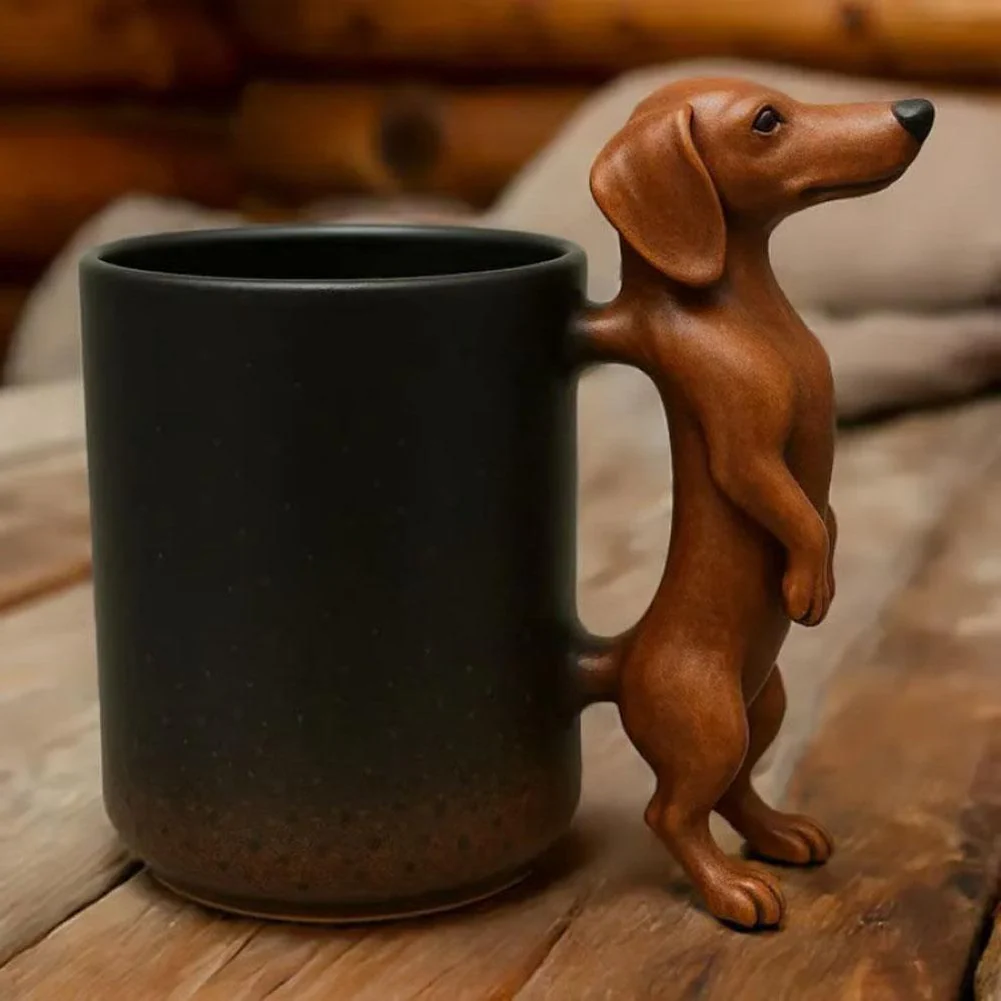 Wiener Dog Shaped Mug – Ceramic Dachshund Handle Cup for Doxie Fans - Image 3