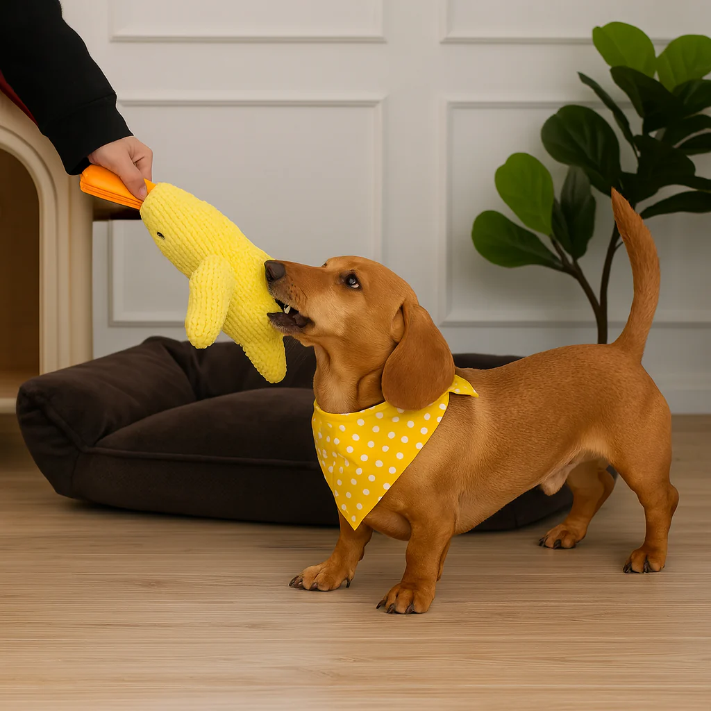 DuckPaw Dachshund Sleeping Toy – Quacky Chew Snuggle Sound Plush Toy - Image 11