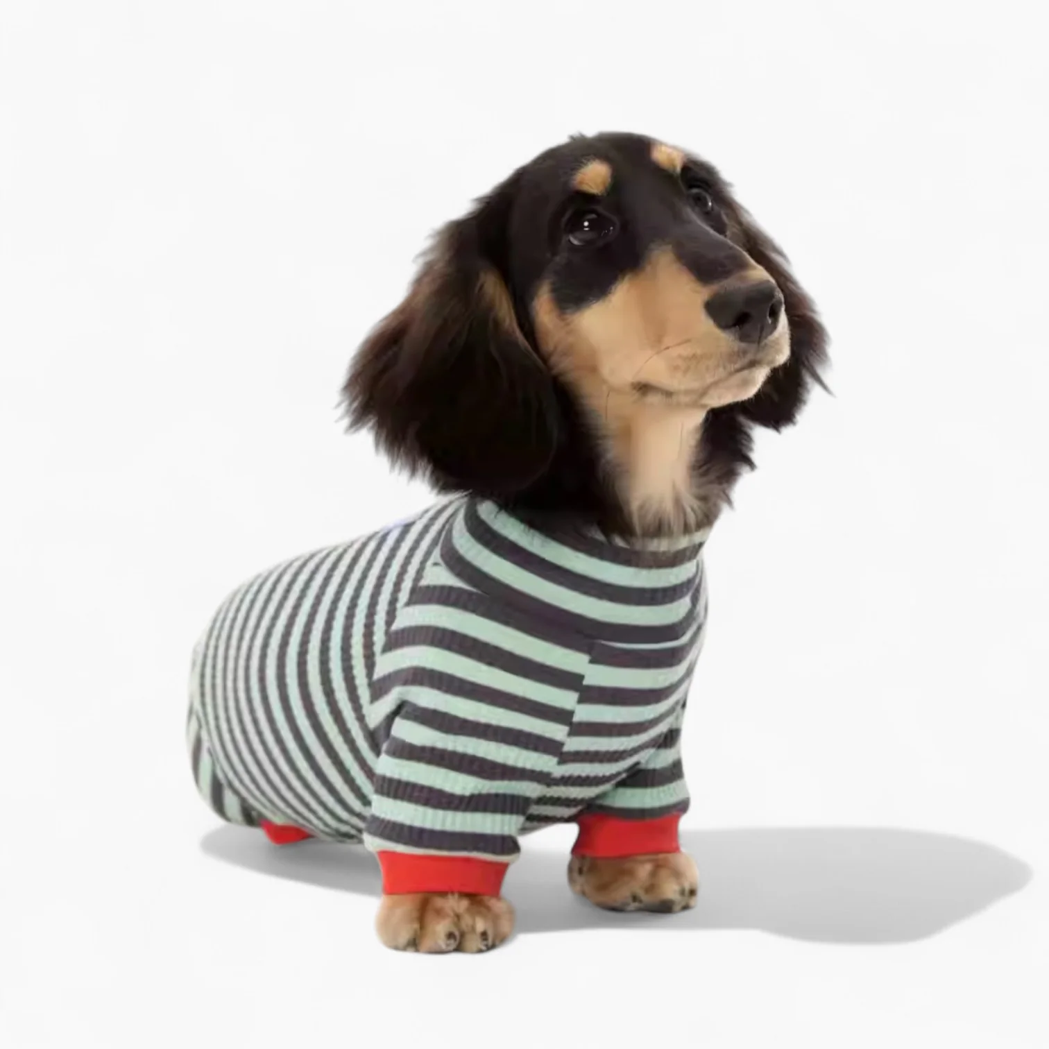 LounJee Dachshund Striped Jumpsuit – Lightweight Four-Leg Summer Loungewear