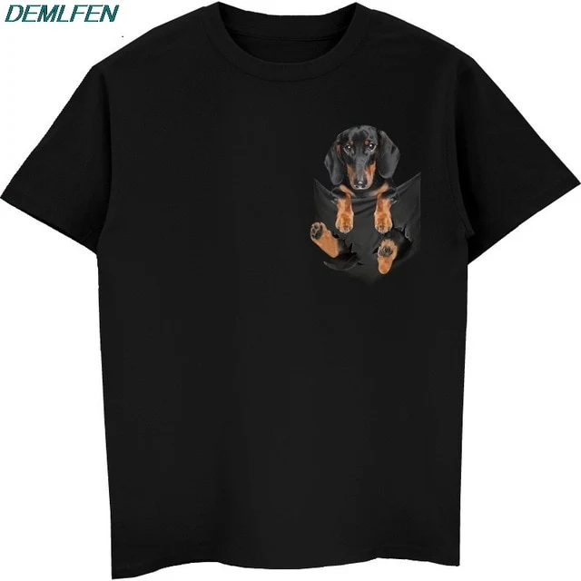 Dachshund T-shirt Black Cotton - Image 5