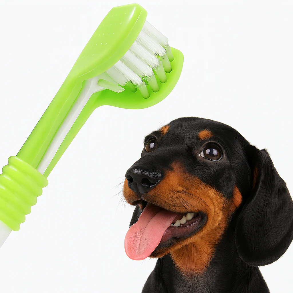 TriClean Dachshund Toothbrush – Three-Sided Dental Care Brush for Dogs - Image 2
