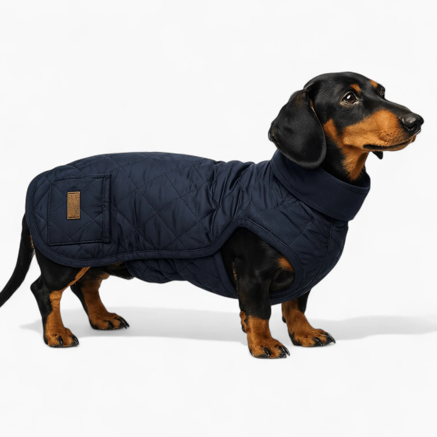 Dachshund Quilted Winter Coat – Water-Resistant Long-Body Jacket with Leash Hole