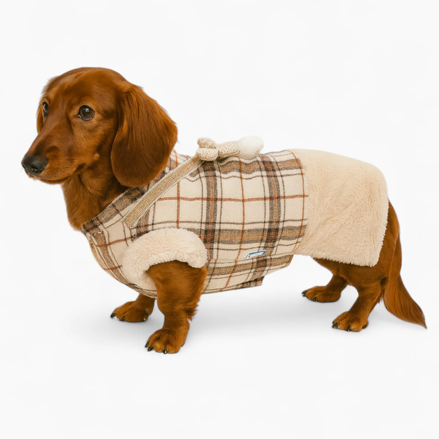 PlaidPaws Dachshund Winter Jacket – Soft Fleece Checked Dog Coat - Image 3