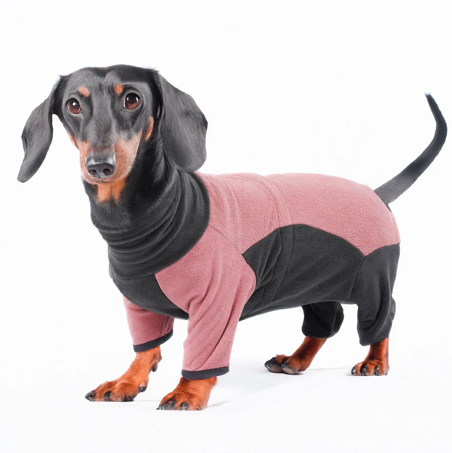 Dachshund Winter Pajamas Snug Fleece Jumpsuit with Leg and Neck Coverage