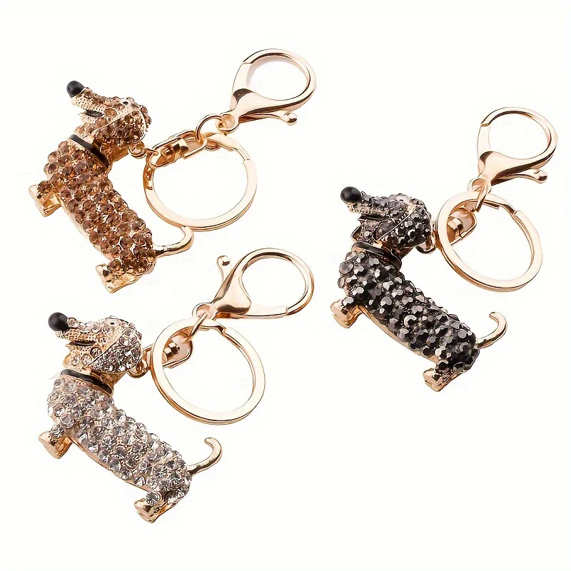 Dazzling Dachshund Keychain Rhinestone Chic