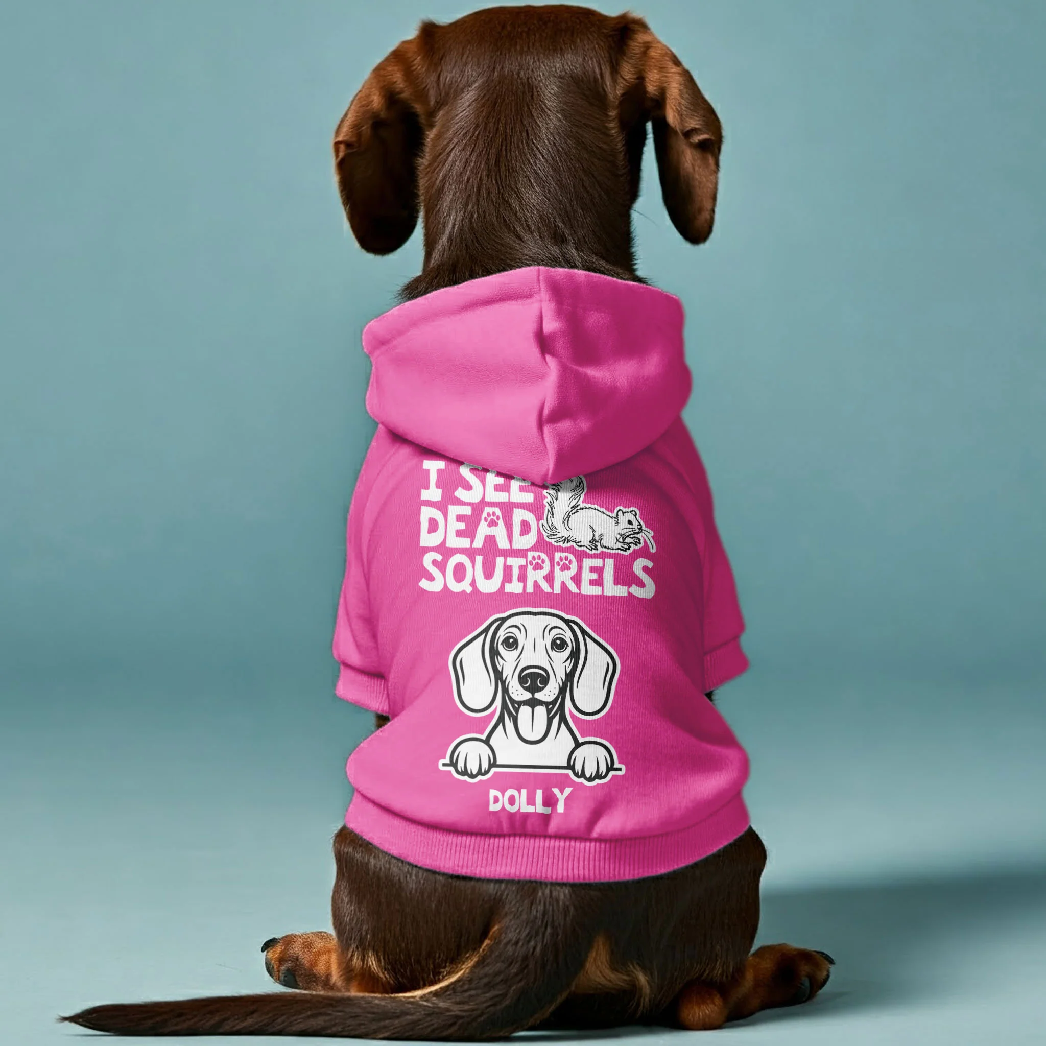 I see dead squirrels - Personalized Dachshund Hoodies with your doxie name – Stylish, Cozy, and Premium 100% Cotton - Image 3