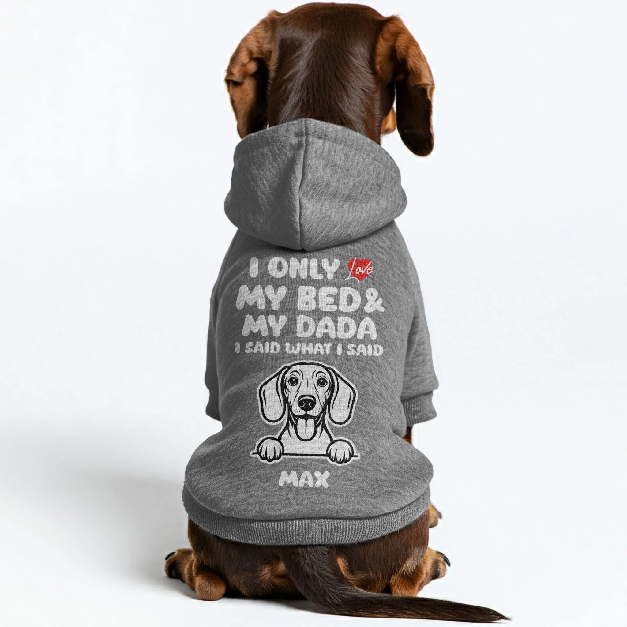 I ONLY LOVE - Personalized Dachshund Hoodies with MAMA or DADA design and your doxie name– Stylish, Cozy, and Premium 100% Cotton - Image 3