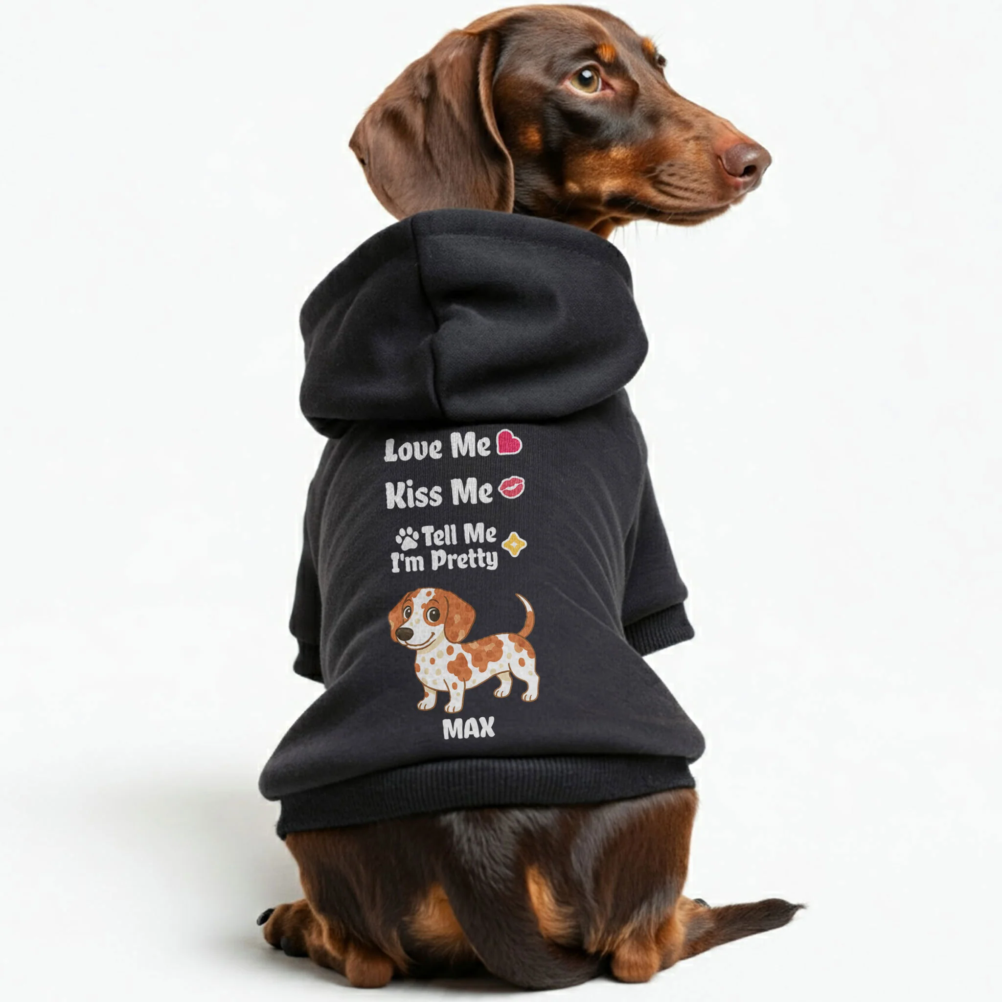 Love Me – Personalized Dachshund Hoodies with Your Doxie’s Name & Clipart – Stylish, Cozy & Made from Premium 100% Cotton - Image 2
