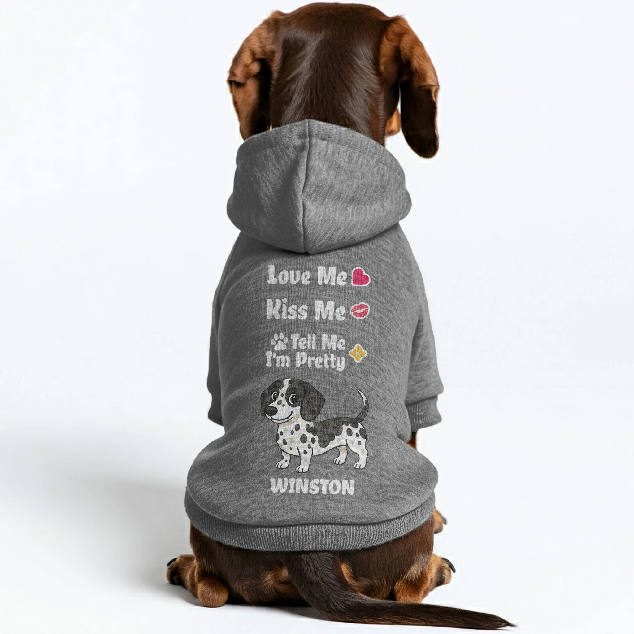 Love Me – Personalized Dachshund Hoodies with Your Doxie’s Name & Clipart – Stylish, Cozy & Made from Premium 100% Cotton - Image 3