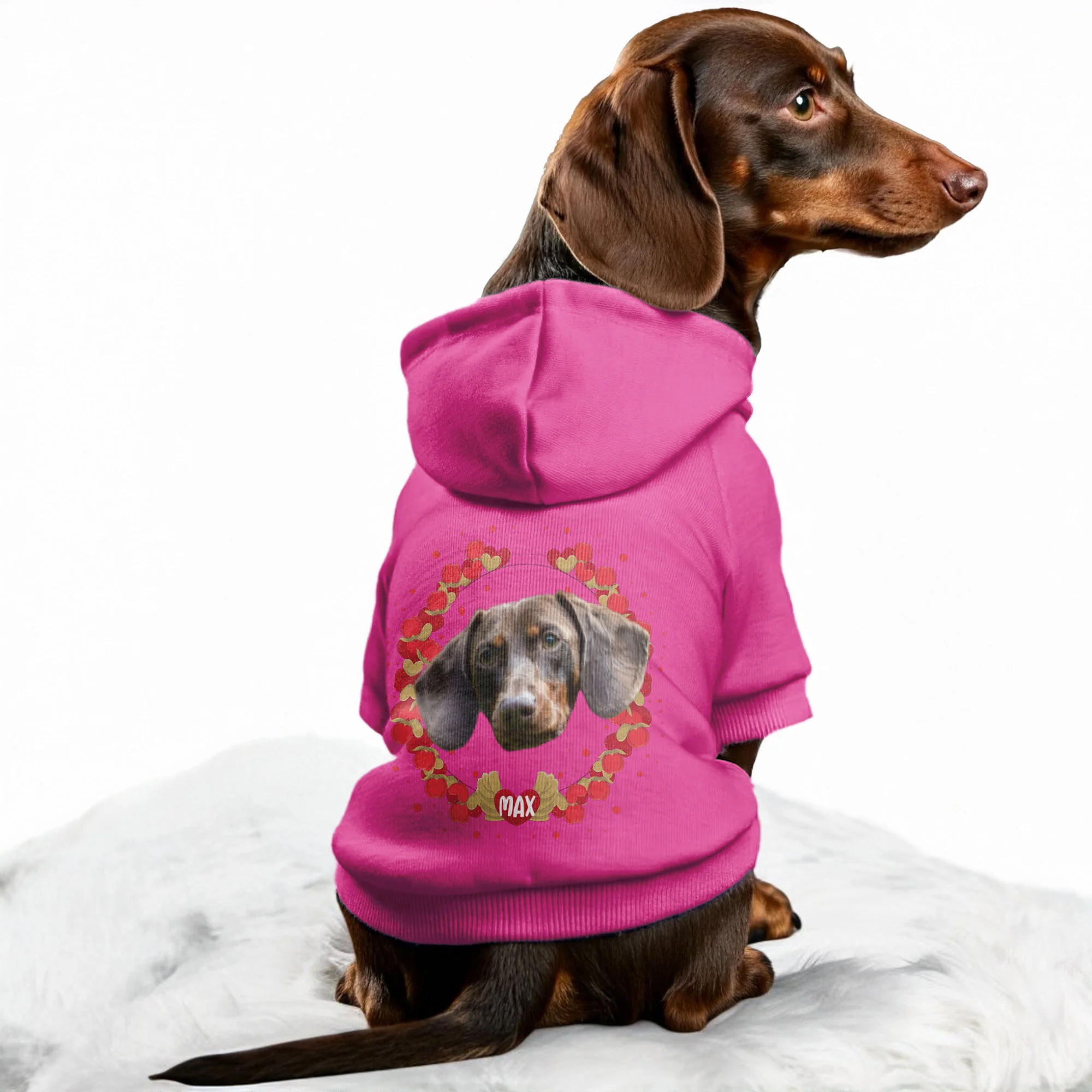 Hearts – Personalized Dachshund Hoodies with Your Doxie’s Name & Photo – Stylish, Cozy & Made from Premium 100% Cotton - Image 4