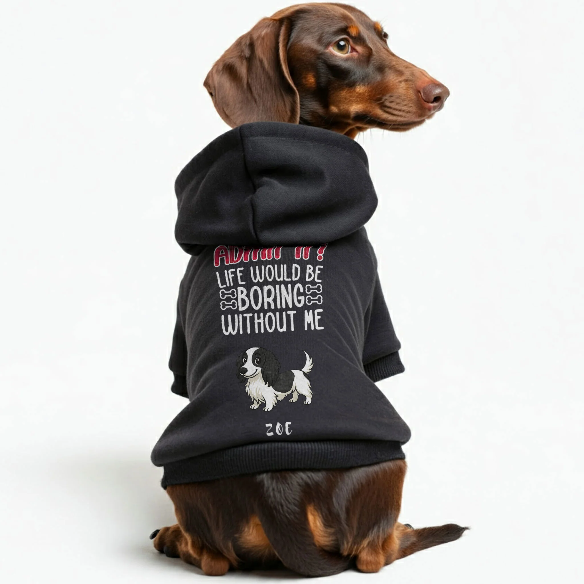 Life Would Be Boring – Personalized Dachshund Hoodies with Your Doxie’s Name & Clipart – Stylish, Cozy & Made from Premium 100% Cotton - Image 2