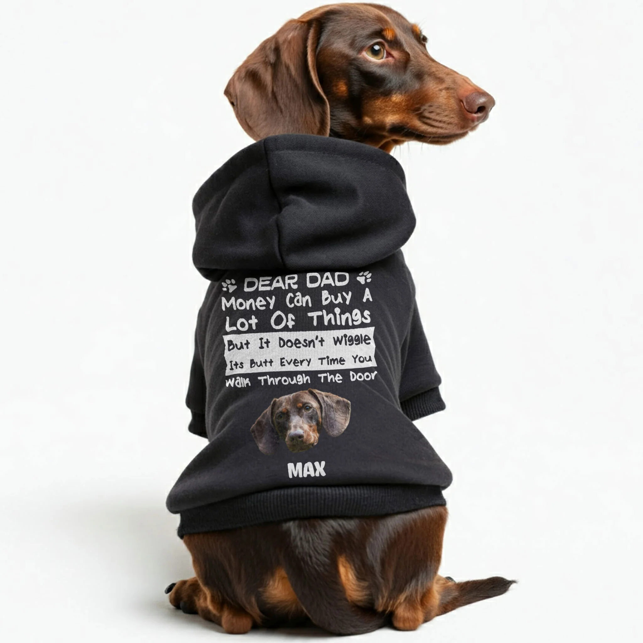 Dear MOM – Personalized Dachshund Hoodies with Your Doxie’s Name & Photo – Stylish, Cozy & Made from Premium 100% Cotton - Image 2
