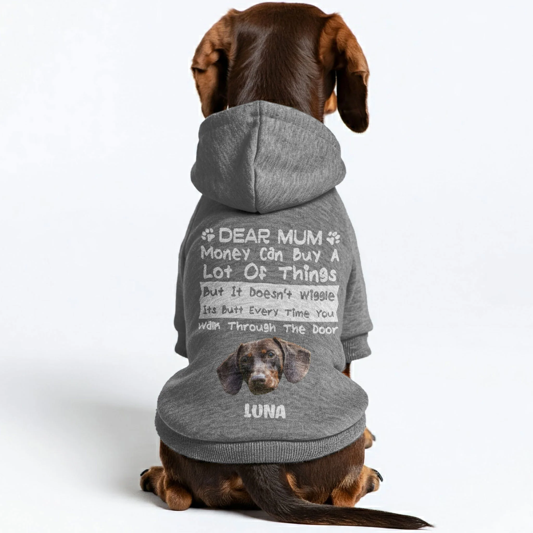 Dear MOM – Personalized Dachshund Hoodies with Your Doxie’s Name & Photo – Stylish, Cozy & Made from Premium 100% Cotton - Image 3