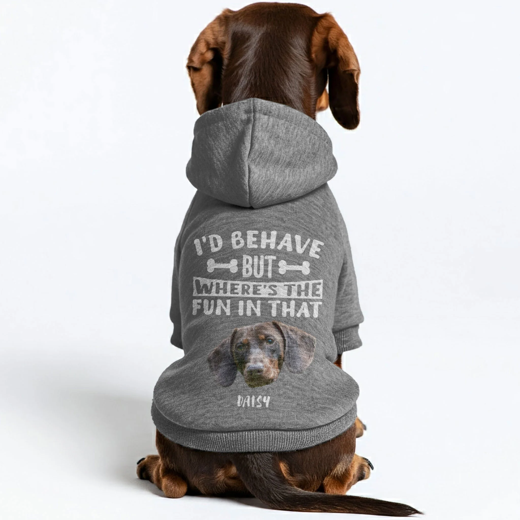 I’d behave – Personalized Dachshund Hoodies with Your Doxie’s Name & Photo – Stylish, Cozy & Made from Premium 100% Cotton - Image 3