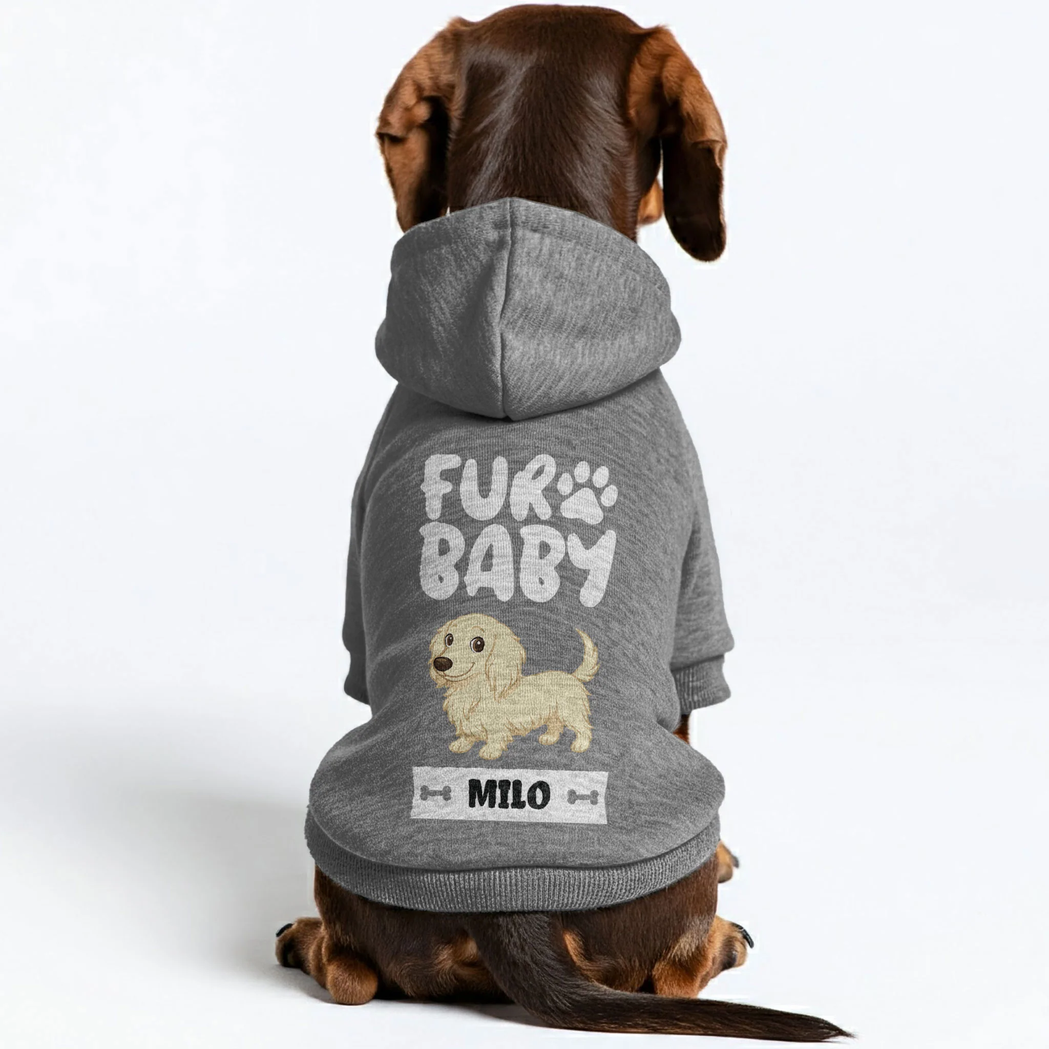 Fur Baby – Personalized Dachshund Hoodies with Your Doxie’s Name & Clipart – Stylish, Cozy & Made from Premium 100% Cotton - Image 3