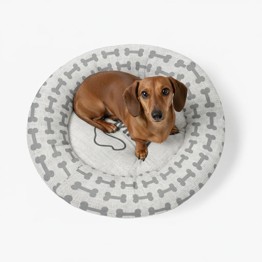 Ace - Personalized Cloud-Comfort Large Dachshund Bed | Anti-Anxiety Donut Bed for Dachshunds - Image 2