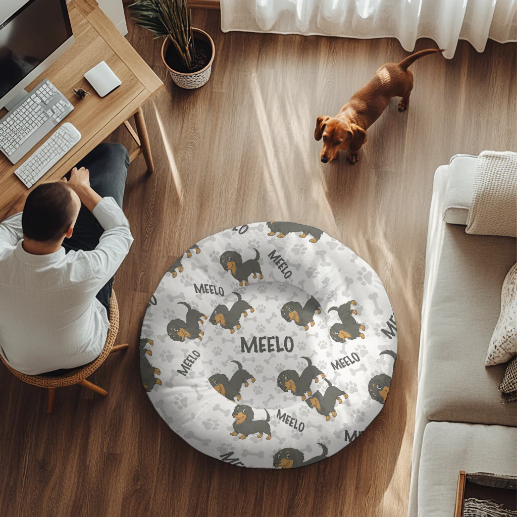 Hans - Personalized Cloud-Comfort Large Dachshund Bed | Anti-Anxiety Donut Bed for Dachshunds - Image 3
