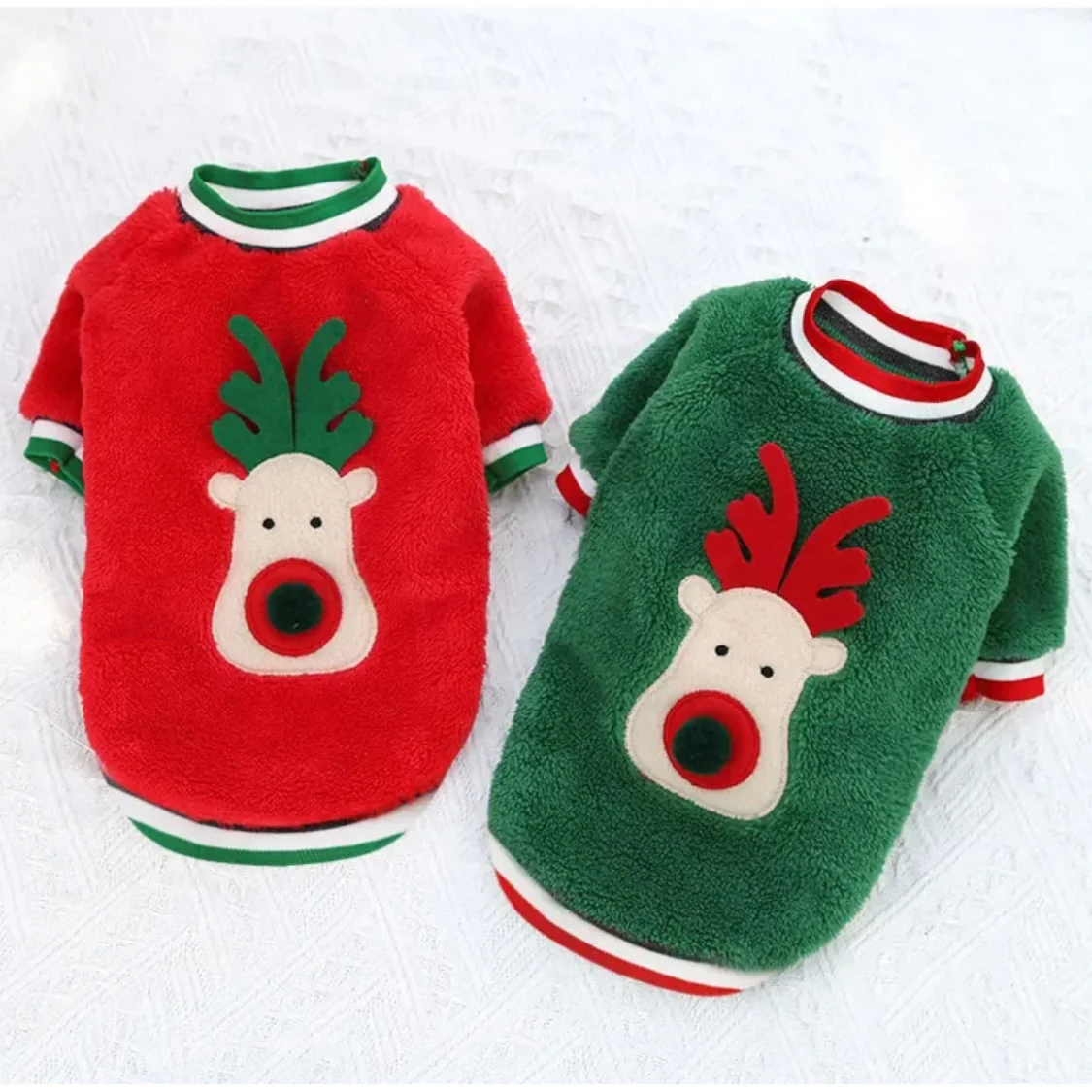 Doxie Coral Fleece Christmas Sweater - Festive Reindeer Holiday Apparel for Dachshund - Image 8