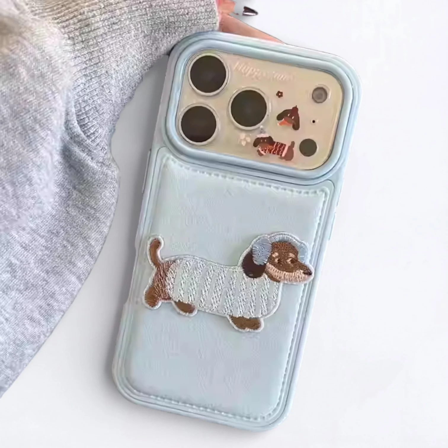 DoxiTune Dachshund Embroidered iPhone Case – Cute Plush Cartoon Protective Phone Cover - Image 3