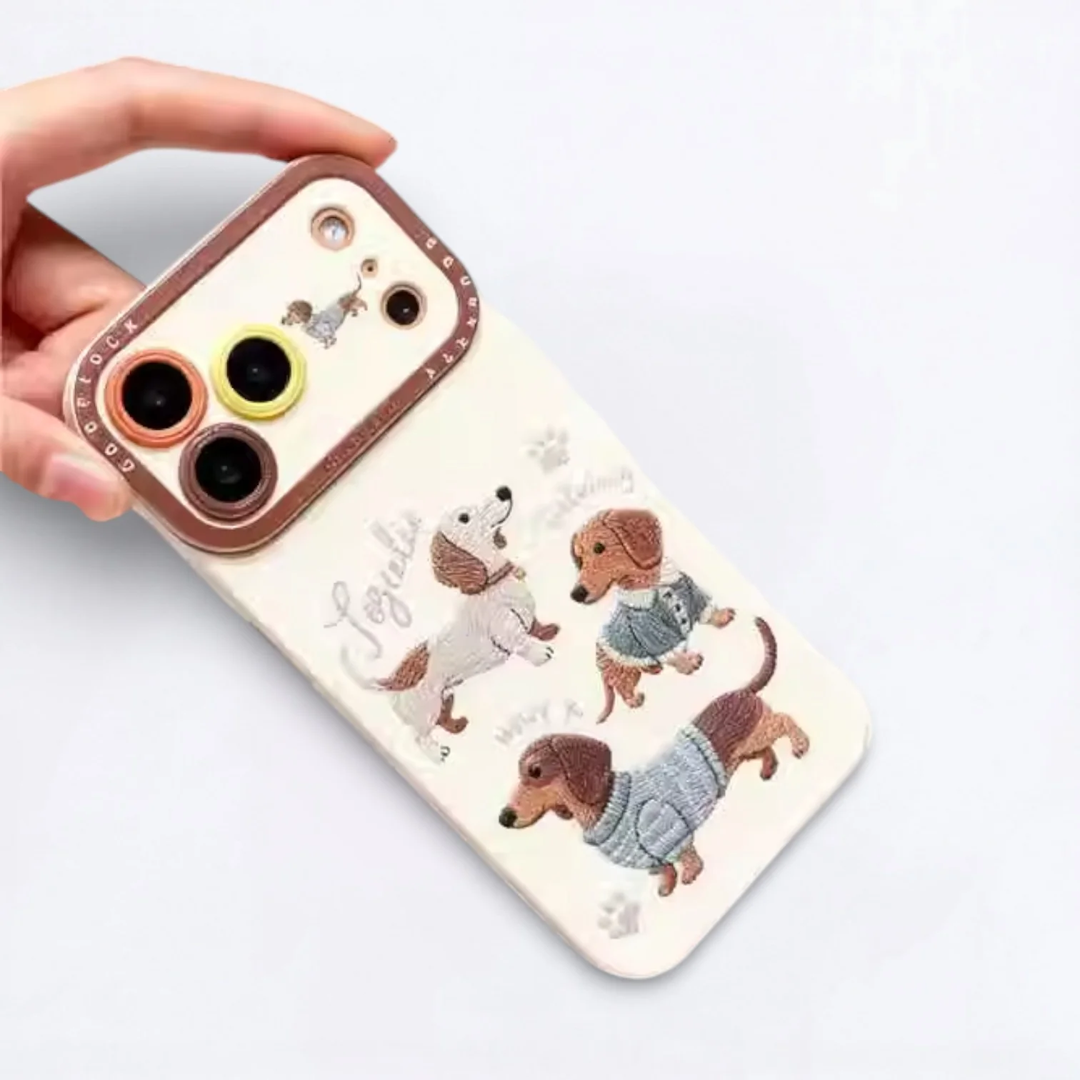 DachyCharm Dachshund iPhone Case – Cute Cartoon Embroidered Cover with Lanyard - Image 3