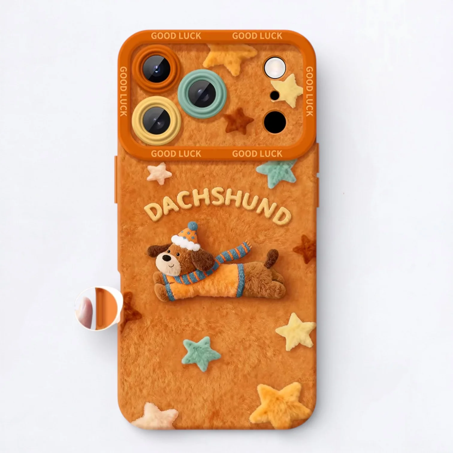 Dachsy Dachshund Plush iPhone Case – Full-Coverage Anti-Drop Silicone Case with Lanyard