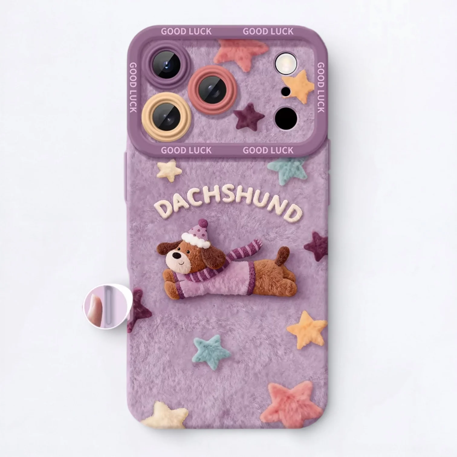 Dachsy Dachshund Plush iPhone Case – Full-Coverage Anti-Drop Silicone Case with Lanyard - Image 3