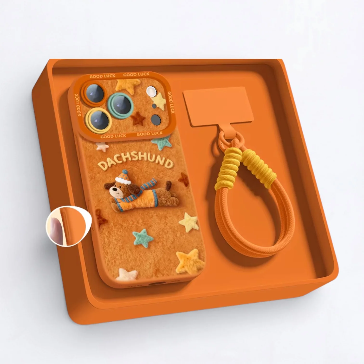 Dachsy Dachshund Plush iPhone Case – Full-Coverage Anti-Drop Silicone Case with Lanyard - Image 4