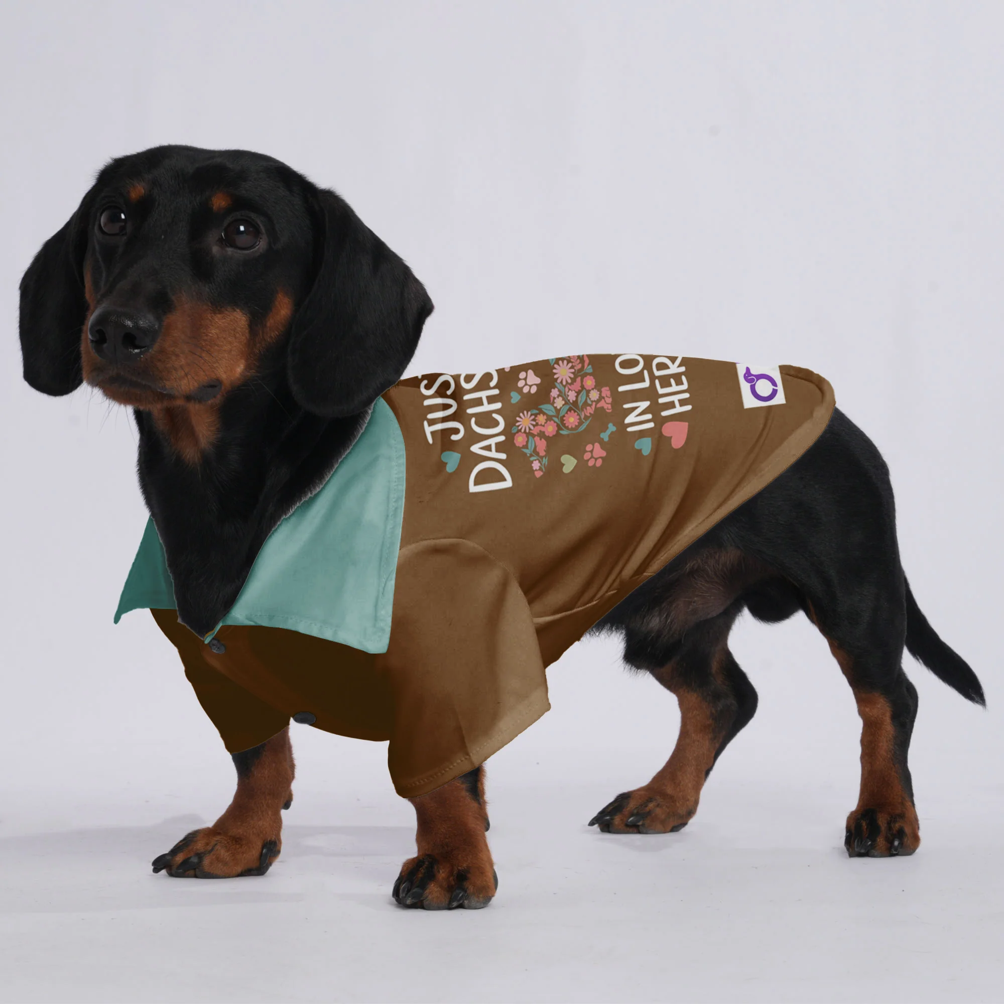 Just a Dachshund in love with her Mom - Hawaiian Shirt for Doxies - Image 3