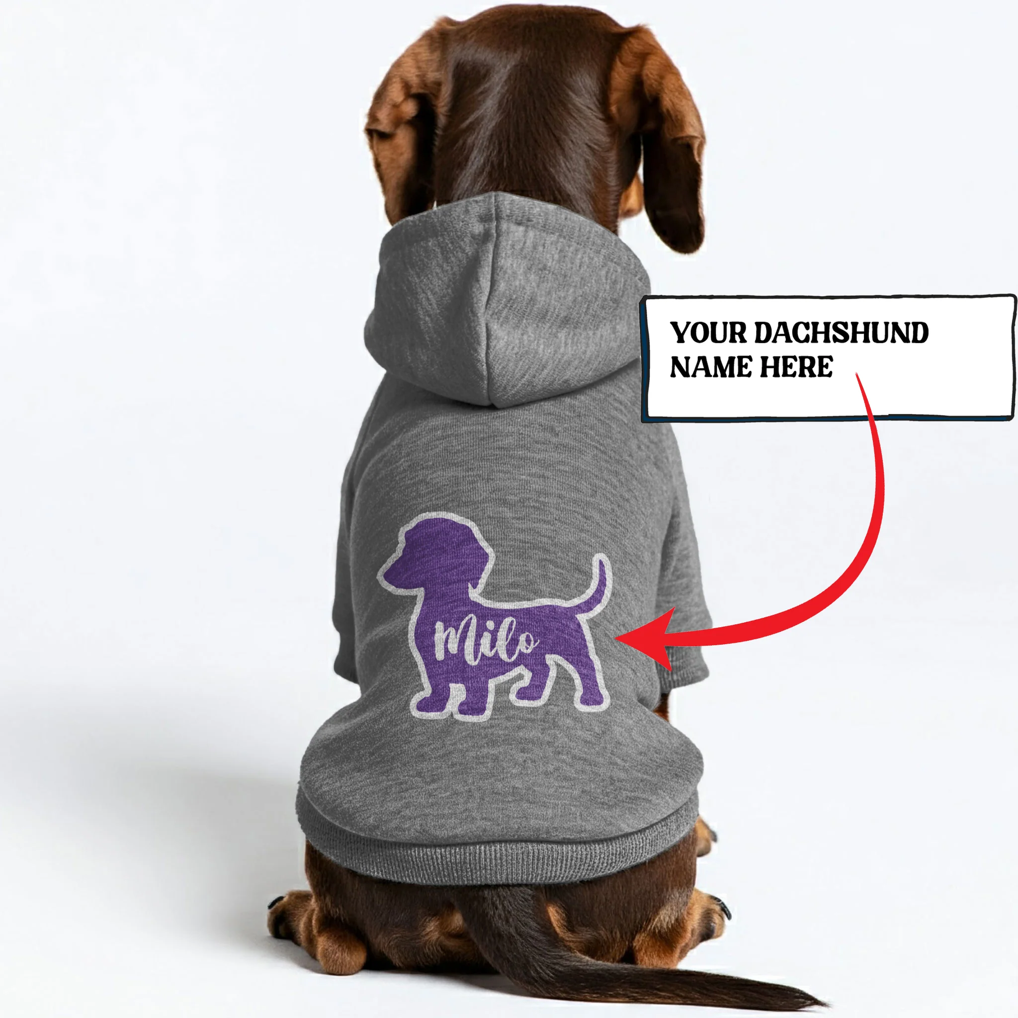 Milo - Personalized Dachshund Hoodies with your doxie name – Stylish, Cozy, and Premium 100% Cotton - Image 3