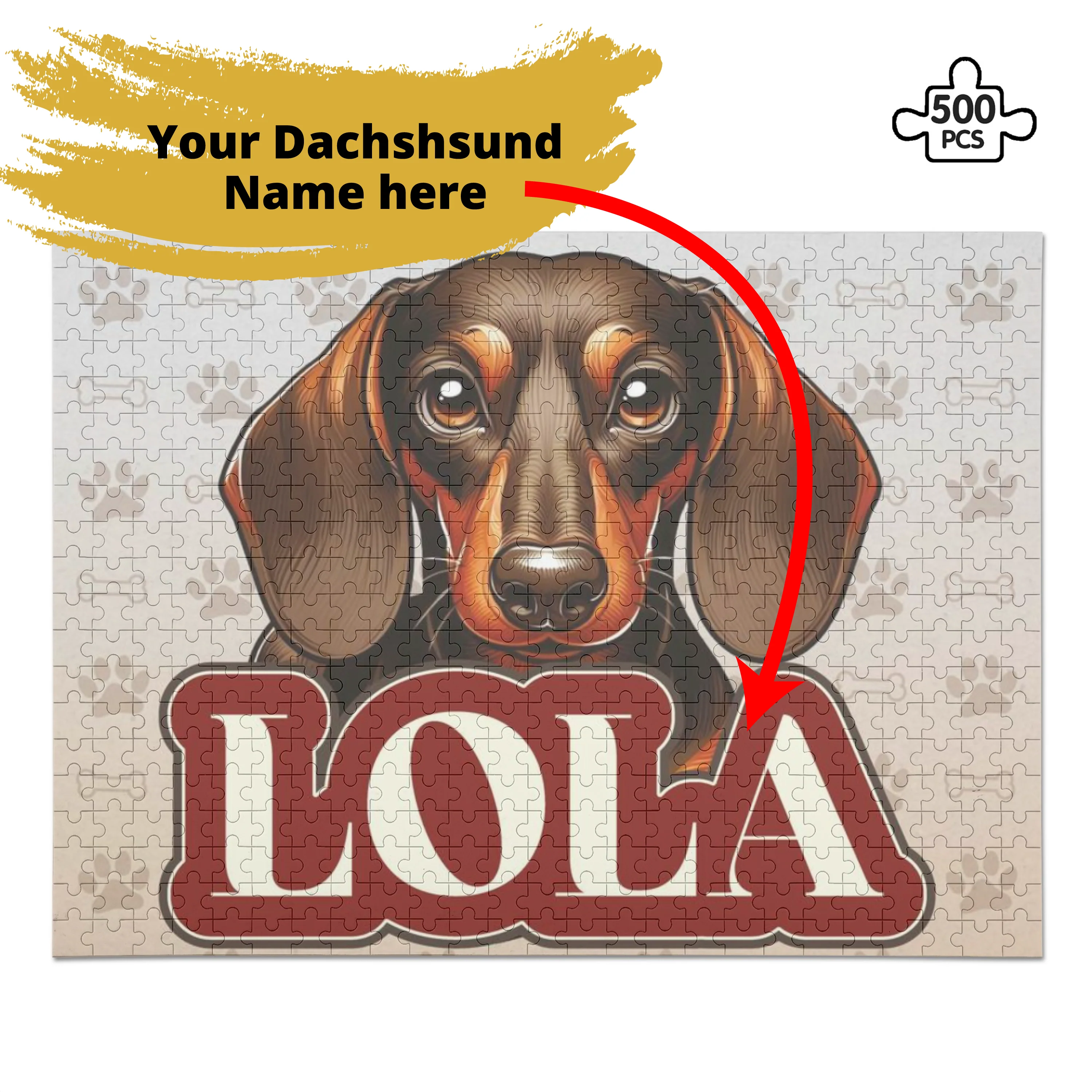 Personalized Puzzle with Dachshund Name - Puzzle