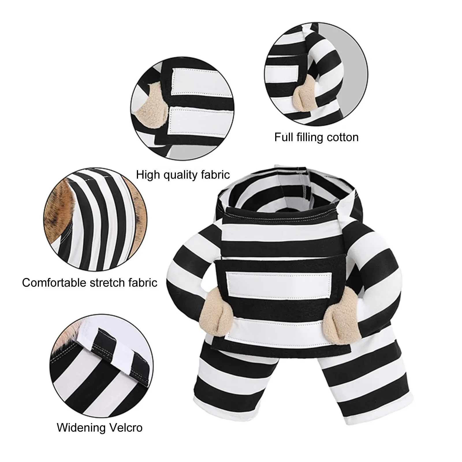Pawsh Dachshund Prisoner Costume - Funny Halloween Striped Jumpsuit with ID Tag - Image 4